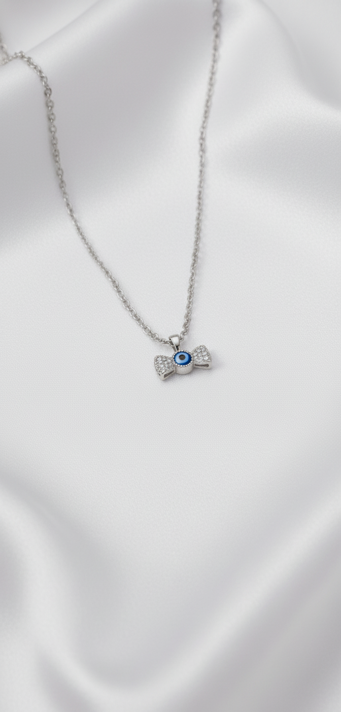 Silver Evil Eye Pendant Necklace for Women | Blue Stone Charm | Anti-Tarnish Protection Jewelry