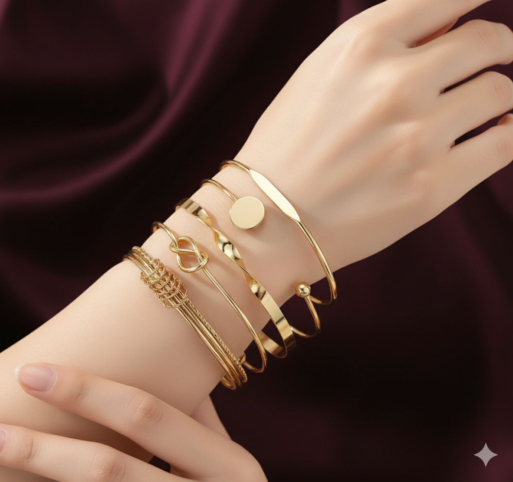 Golden Twist Bracelet – Elegant Luxury Bangle for Women 💫 | Adjustable & Trendy Design