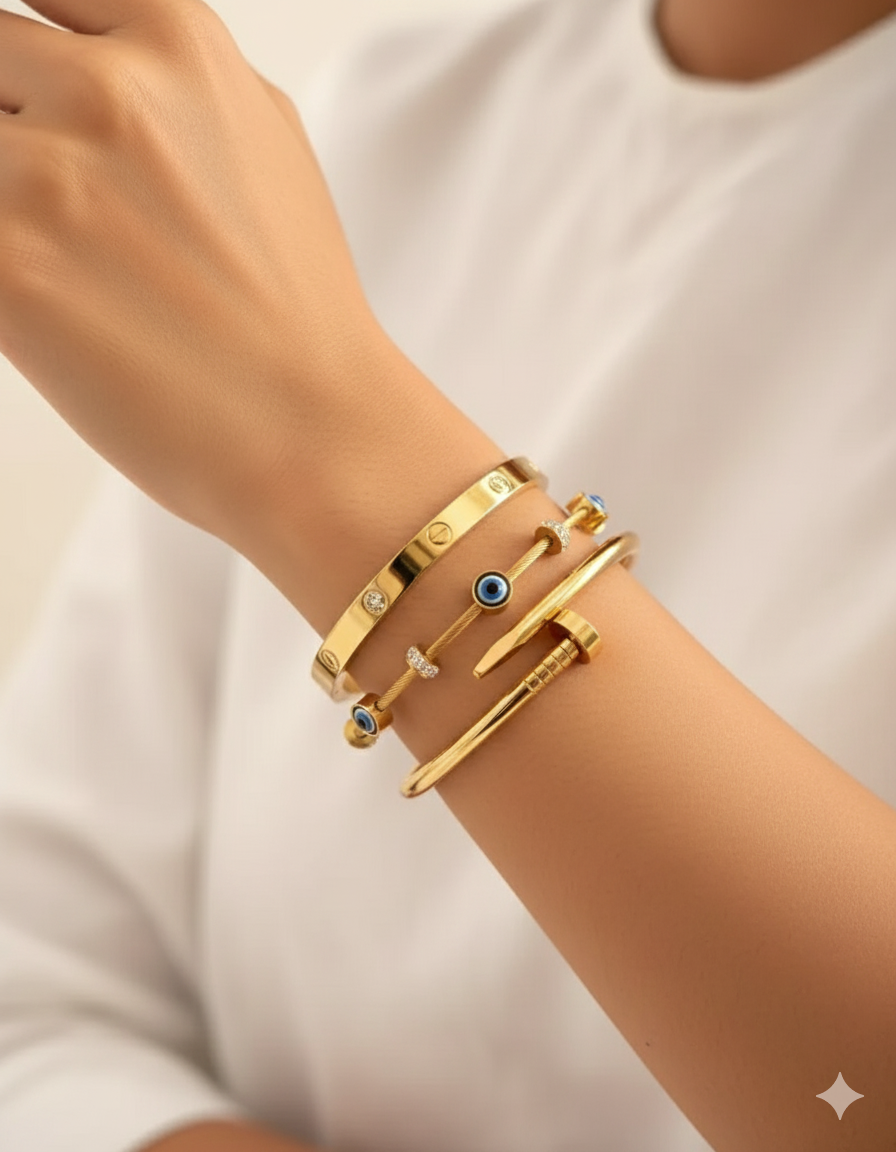 MONKDECOR Anti-Tarnish Gold-Plated Bracelet Combo – Elegant & Durable