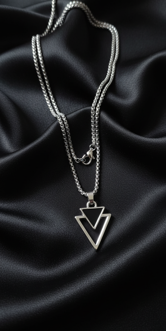 Men’s Black Onyx Stone Pendant Necklace | Silver Chain | Energy Protection Amulet