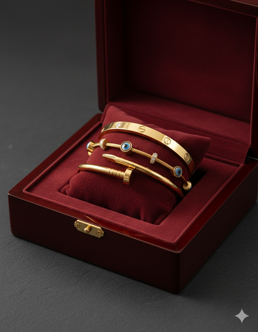 MONKDECOR Anti-Tarnish Gold-Plated Bracelet Combo – Elegant & Durable