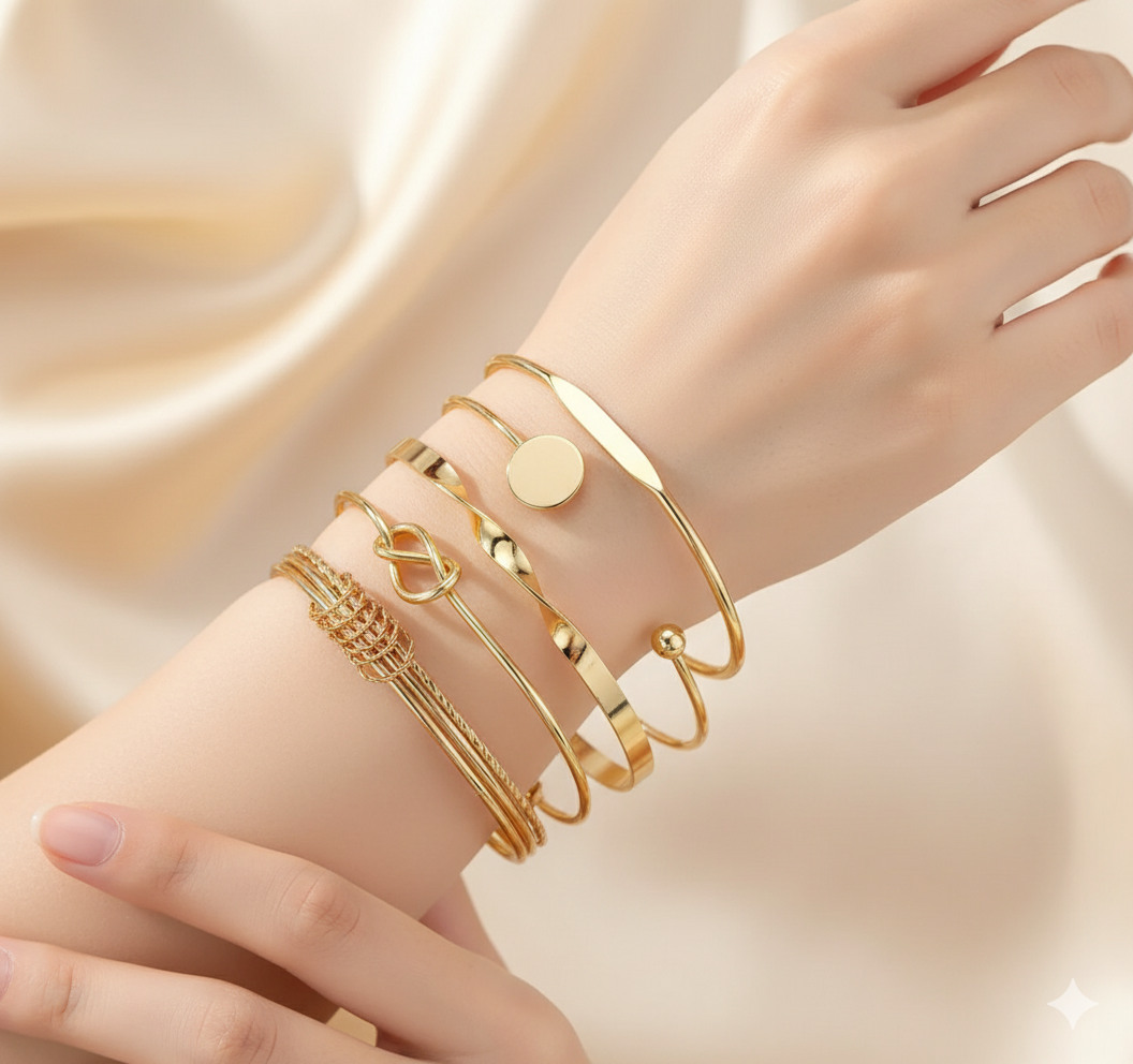 Golden Twist Bracelet – Elegant Luxury Bangle for Women 💫 | Adjustable & Trendy Design