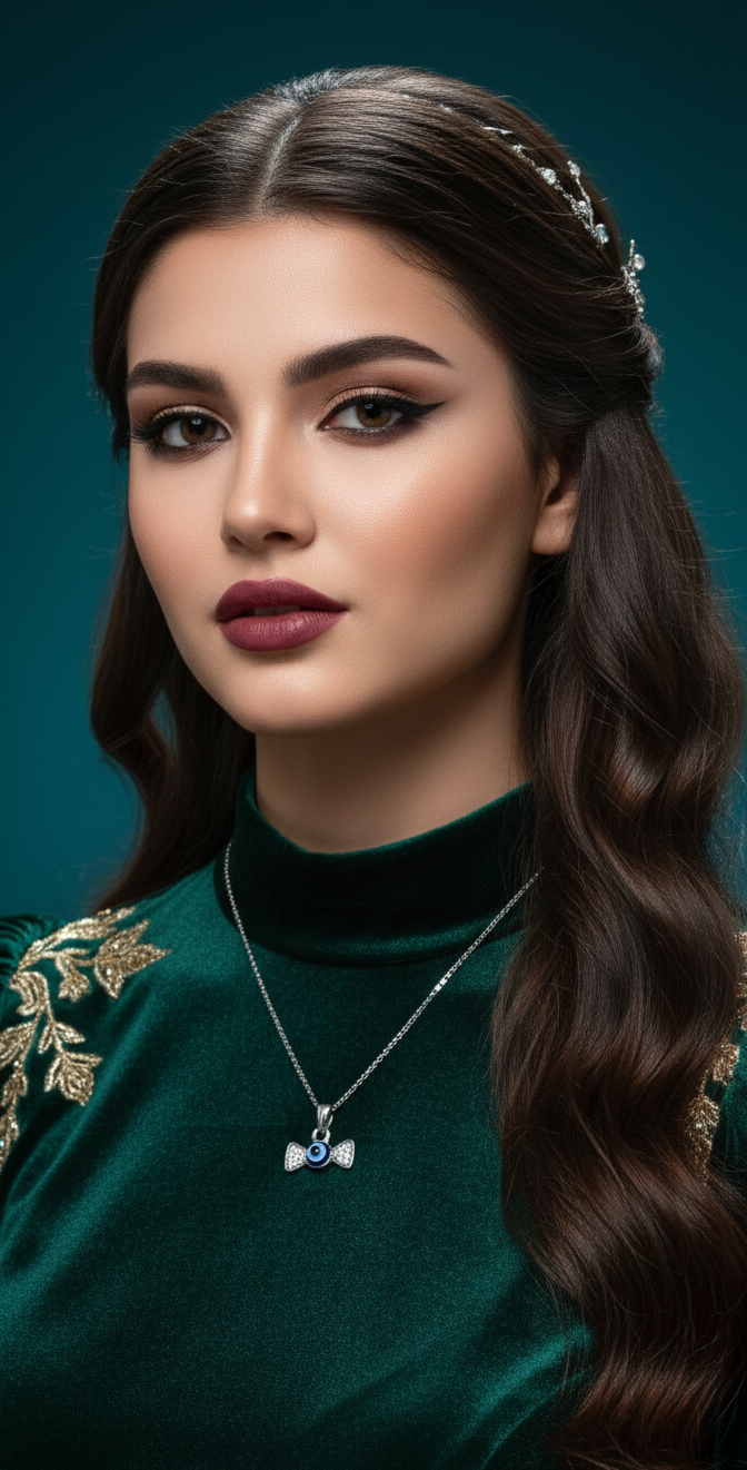 Silver Evil Eye Pendant Necklace for Women | Blue Stone Charm | Anti-Tarnish Protection Jewelry